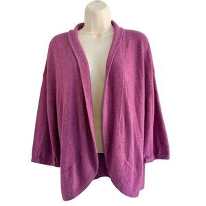 Ann Taylor LOFT Woman's Sz M Open Drape Cardigan Sweater Muted Berry Heather